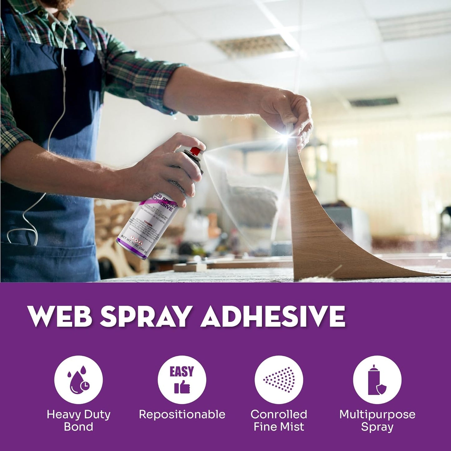 AK TRADING CO. Professional Quality General Multipurpose Spray Adhesive, 12-Ounce for Acoustic Panels & Craft Upholstery Foam Adhesive & Fabric Glue