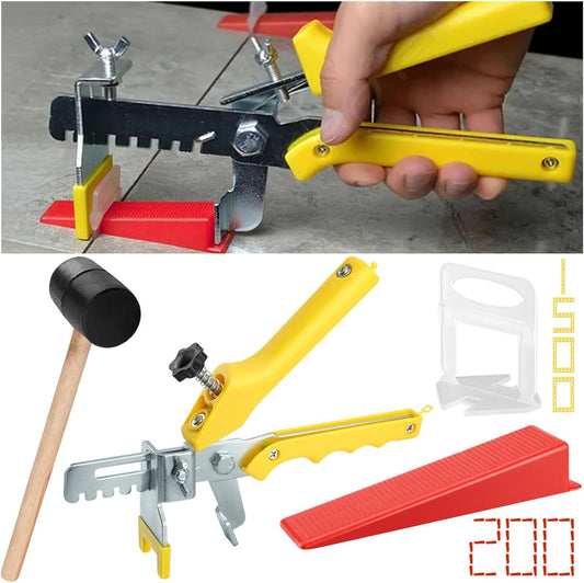 Tile Leveling System with Plier and Rubber Mallet, 1500 Pcs Tile Spacers Clips 200 Pcs Reusable Wedges, Leveler Tool Set for DIY Professional Ceramic Tile and Stone Installation (1/8 Inch)