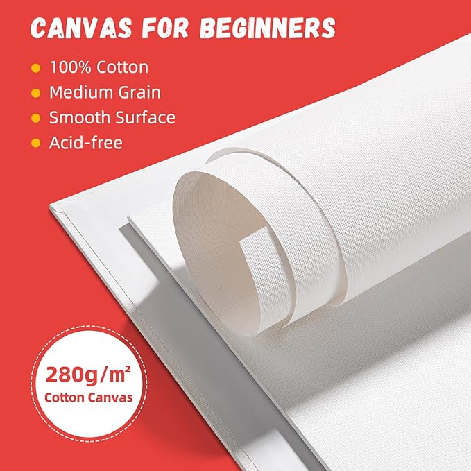 Simetufy 11 x 14 inch 42 Pack Flat Painting Canvas Boards- Gesso Primed Acid-Free 100% Cotton Canvas Panels for Acrylics Oil Watercolor Tempera Paints
