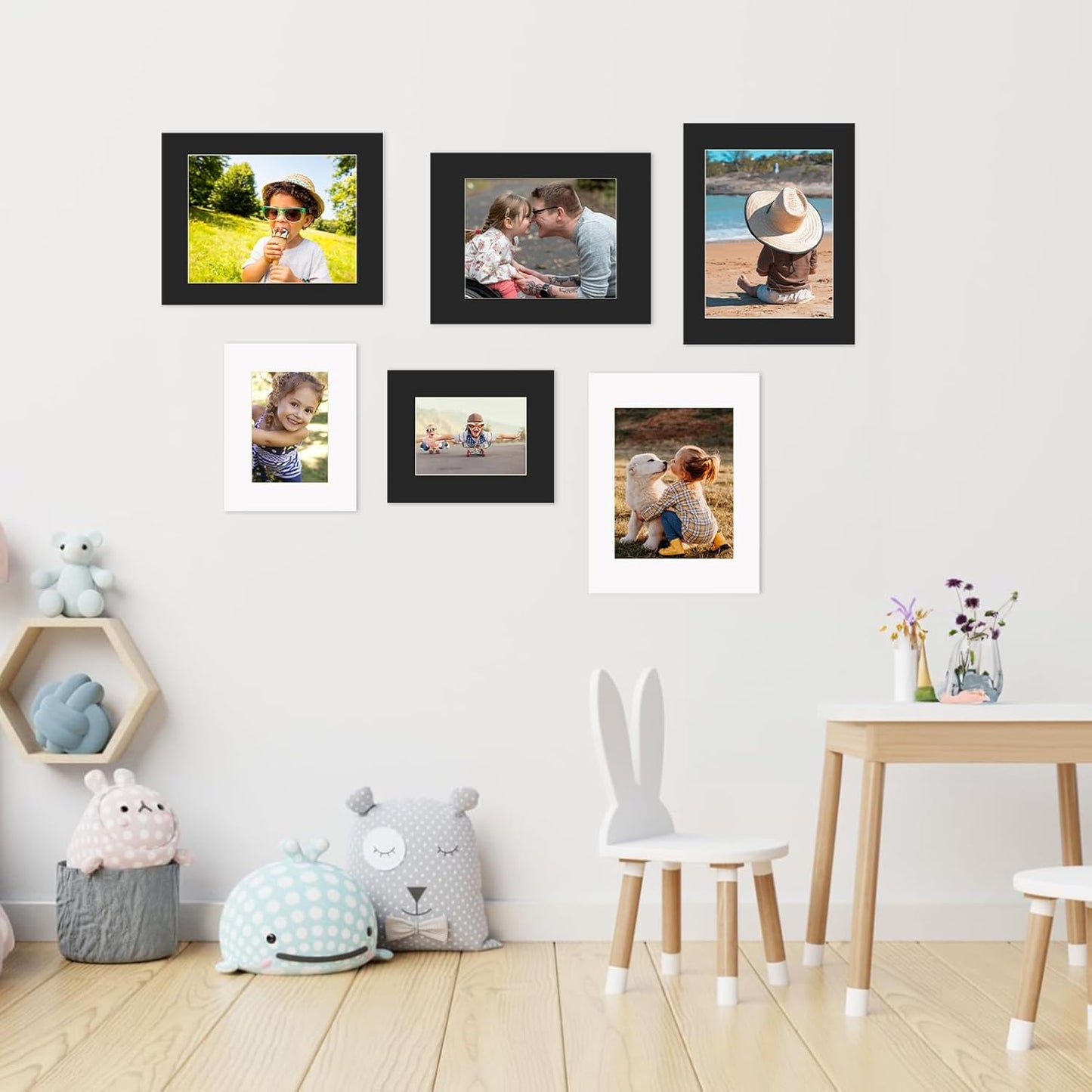 ZBEIVAN 8x10 Black Picture Mats with Core Bevel Cut Frame Mattes for 5x7 Pictures - Pack of 5