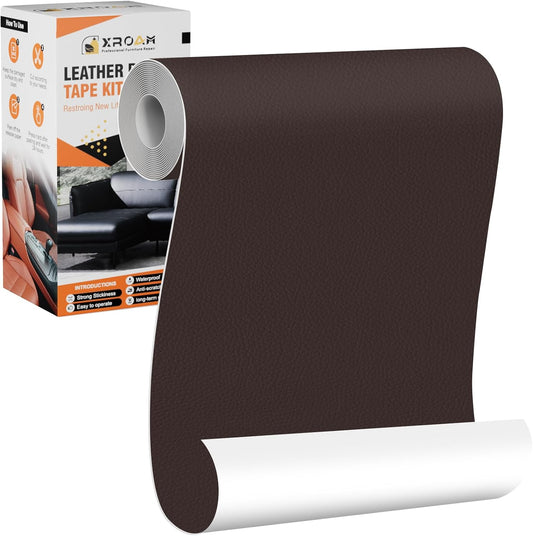 Leather Repair Tape, 4.7x63 inch Leather Patches for Furniture, Self Adhesive Leather Repair Patch for Sofas, Couches, Leather Covers, Seats, Chairs, Vinyl Repair Tape Dark Brown