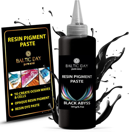BALTIC DAY Black Abyss Pigment Paste for Epoxy Resin – Ultra-Opaque Black Resin Colorant, 191g/6.7oz – Smooth Blend for Epoxy Art, Jewelry, DIY Crafts