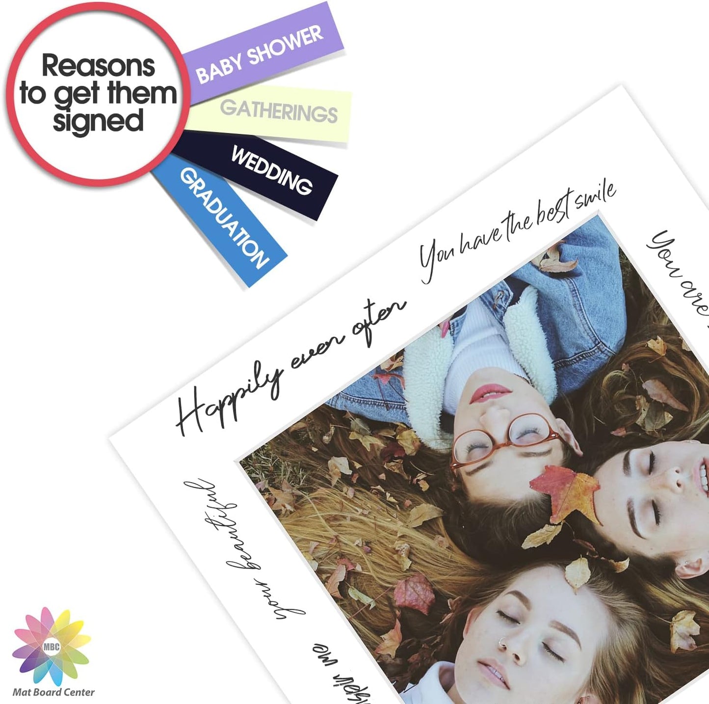 Mat Board Center, Pack of 10, 16x16 for 12x12 White Photo Picture Mats - Acid Free, 4-ply Thickness, White Core - for Pictures, Photos, Framing