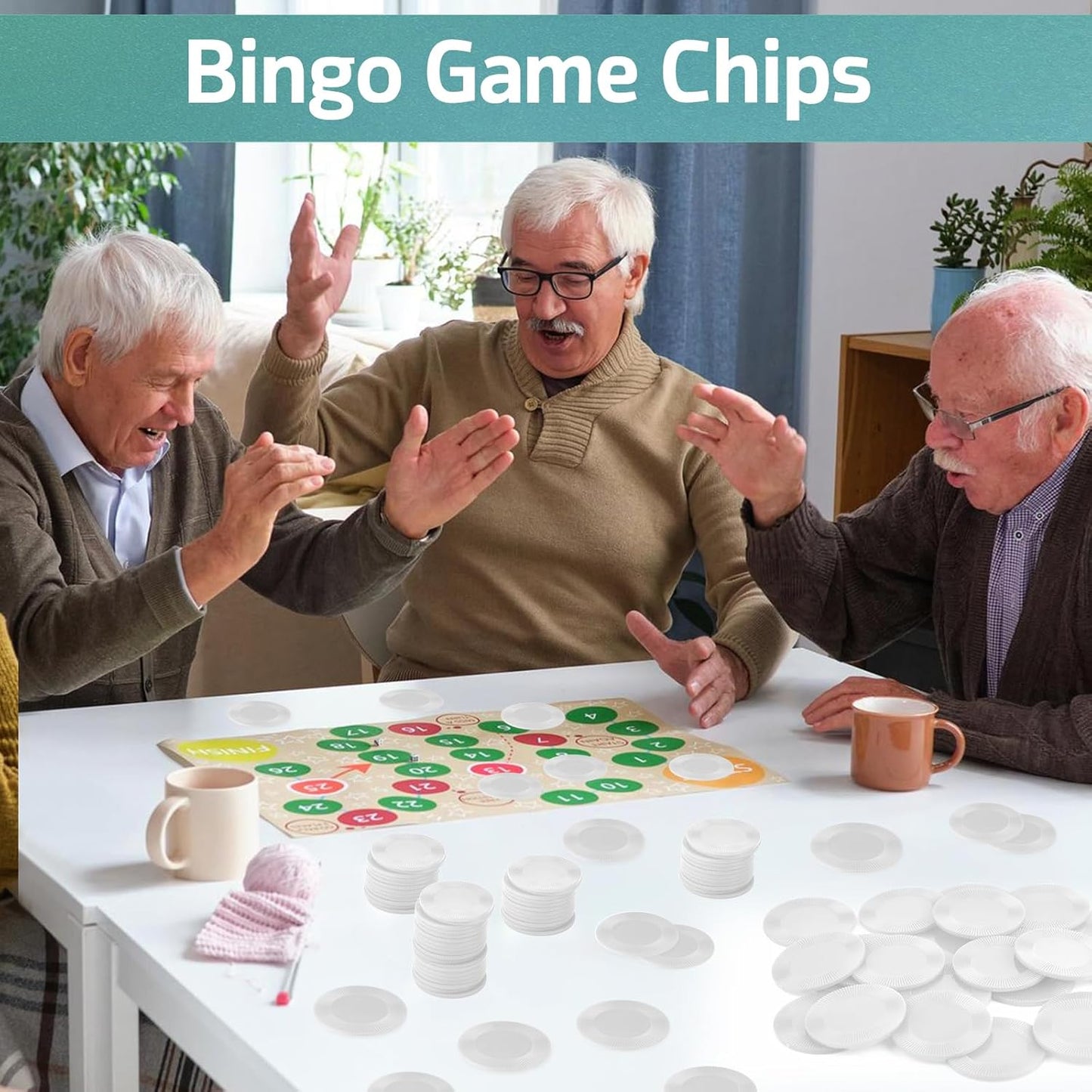 Coopay 1000 Pieces Plastic Poker Chips, Bingo Chips Bulk Learning Counters Disks Poker Card Game, Counting Markers for Math Practice, Game Tokens and Teaching Rewards, 25 mm/ 1 Inch (White)