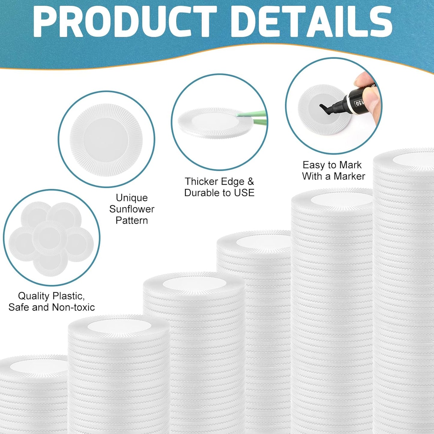 Coopay 500 Pieces Plastic Poker Chips, 1 Inch Bingo Chips Bulk Learning Counters Disks Poker Card Game, Counting Markers for Math Practice, Game Tokens and Teaching Rewards, 25 mm (White)