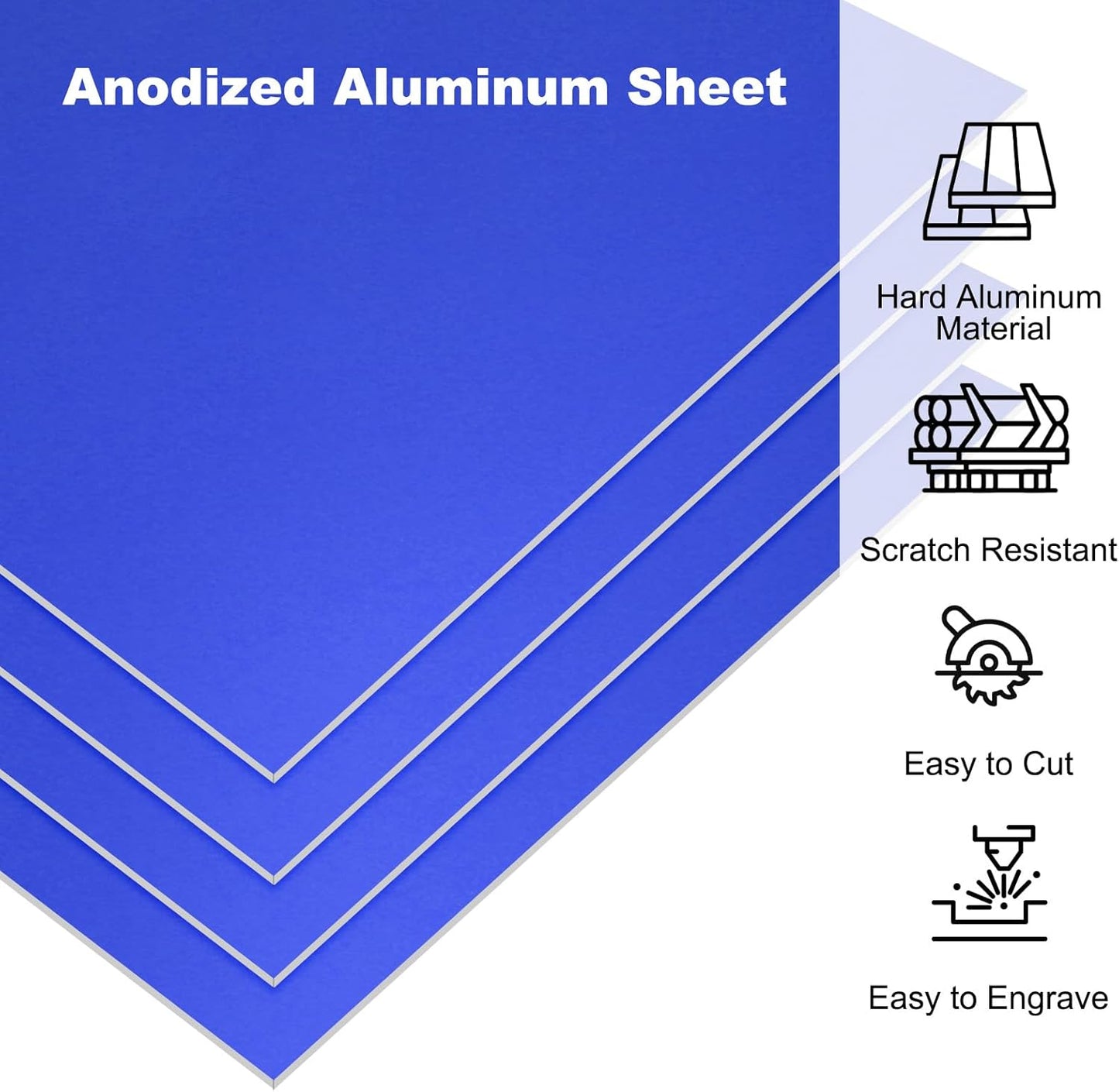 PATIKIL 7x5x1/32inch Anodized Aluminum Sheet, 5Pcs Metal Rectangle Aluminum Plate 0.8mm Thick Engraving Blanks for Laser Engraving DIY Decorative Crafting Home Decoration, Blue