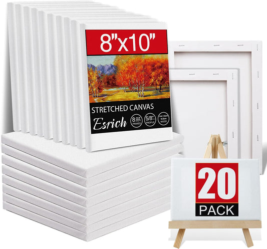 20 Pack Canvases for Painting with 8x10, Painting Canvas for Oil & Acrylic Paint.