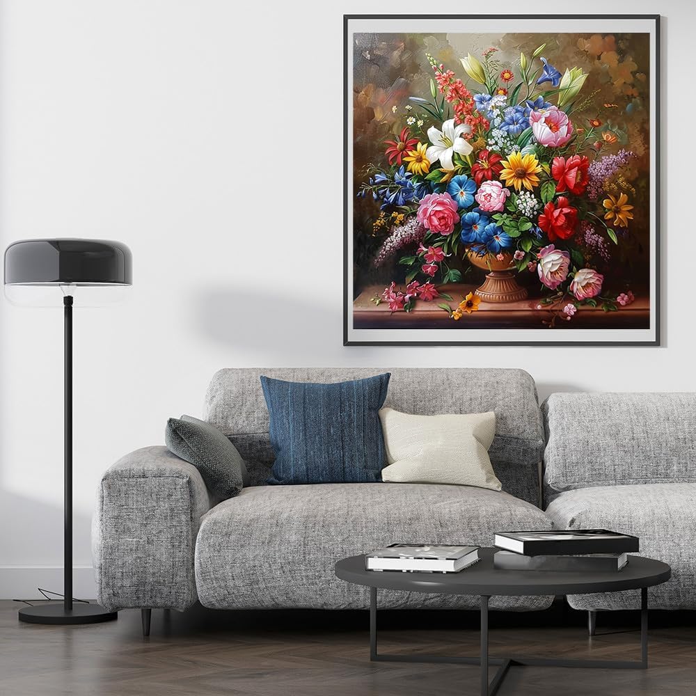 Moohue 14ct Counted Stamped Cross Stitch Kits for Adults Printed Cross Stitch Patterns Art Crafts Cross Stitch Supplies (Flowers 14)