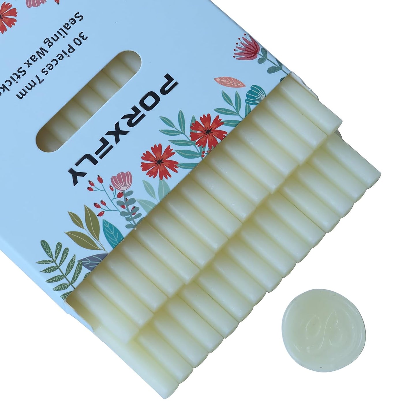 30 Pieces 7mm Sealing Wax Sticks for Glue Gun,PORXFLY Mini Wax Seal Sticks Great for Seals Stamp,Cards Envelopes,Wedding Invitations,Gift Wrapping,Wine Packages (Translucent White)