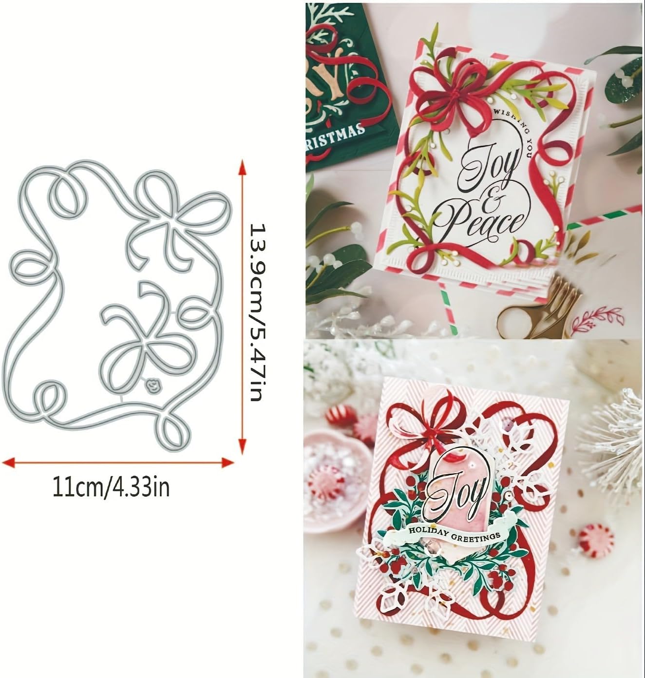 Festivals Metal Cutting Die for Scrapbooking, Christmas Cut Stencils for DIY Scrapbook Photo Album Decorative Paper Card, Card Making Supplies, Embossing (Decorative Knot 5.4 x 4.3 in)