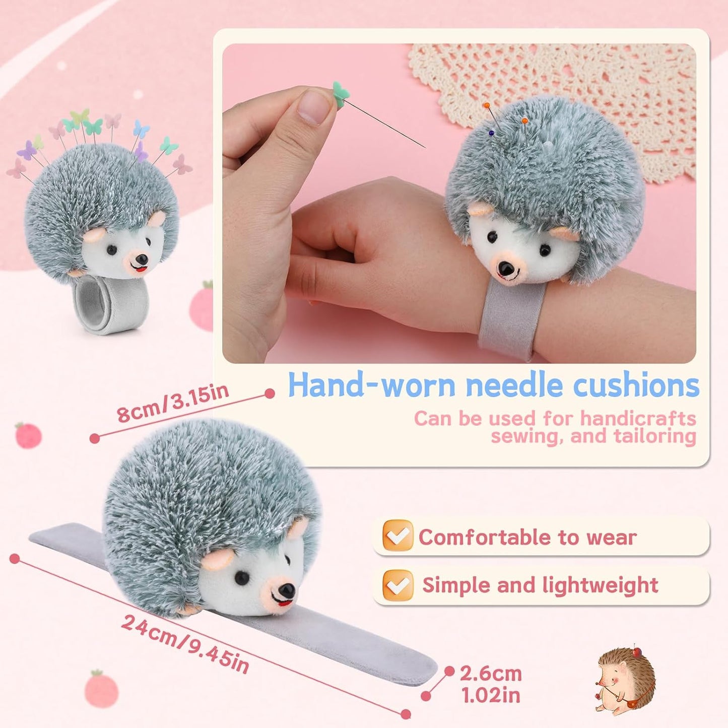 Wrist Pins Cushions for Sewing, 200PCS Sewing Pins, Cute Pin Cushion Wrist Pin Cushion with Elastic Strap, Sewing Products Colored for Handicrafts DIY Sewing