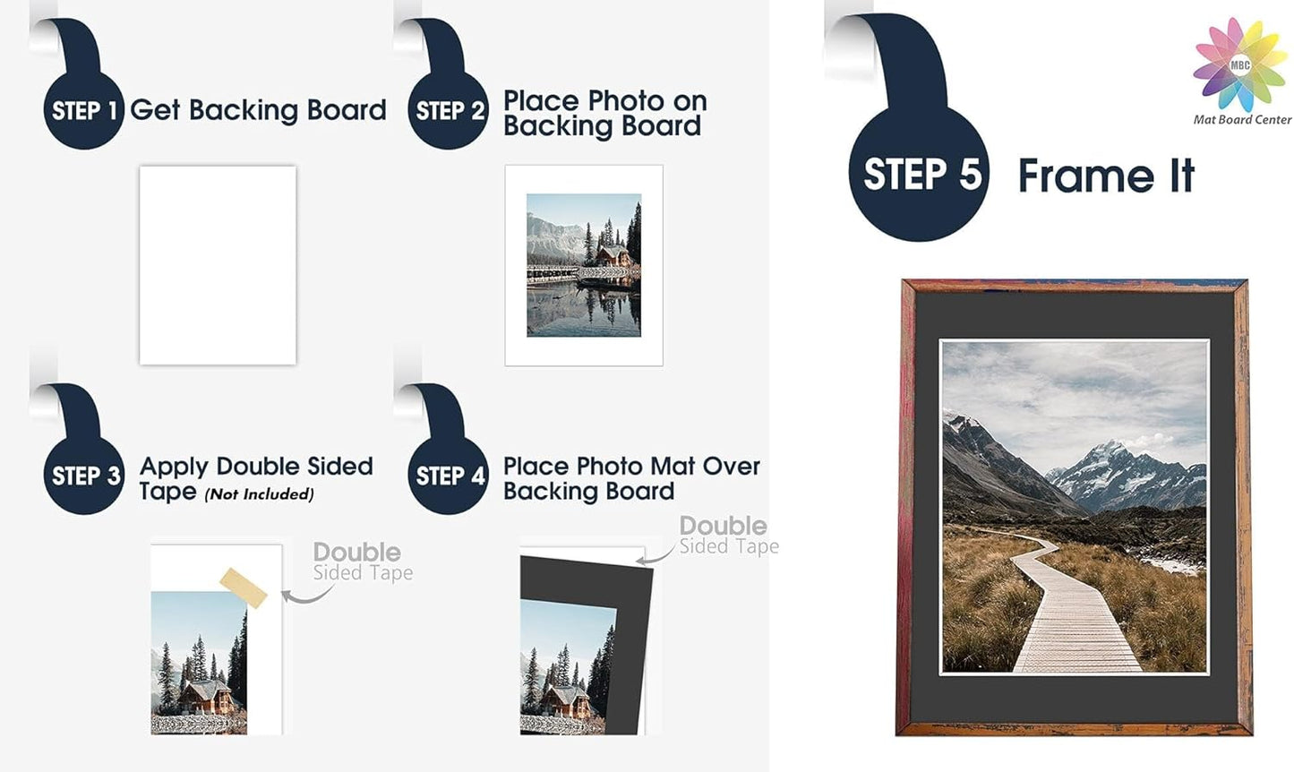 MBC Mat Board Center, Pack of 10, 16x20 for 12x16 Black Photo Picture Mats - Acid Free, 4-ply Thickness, White Core - for Pictures, Photos, Framing