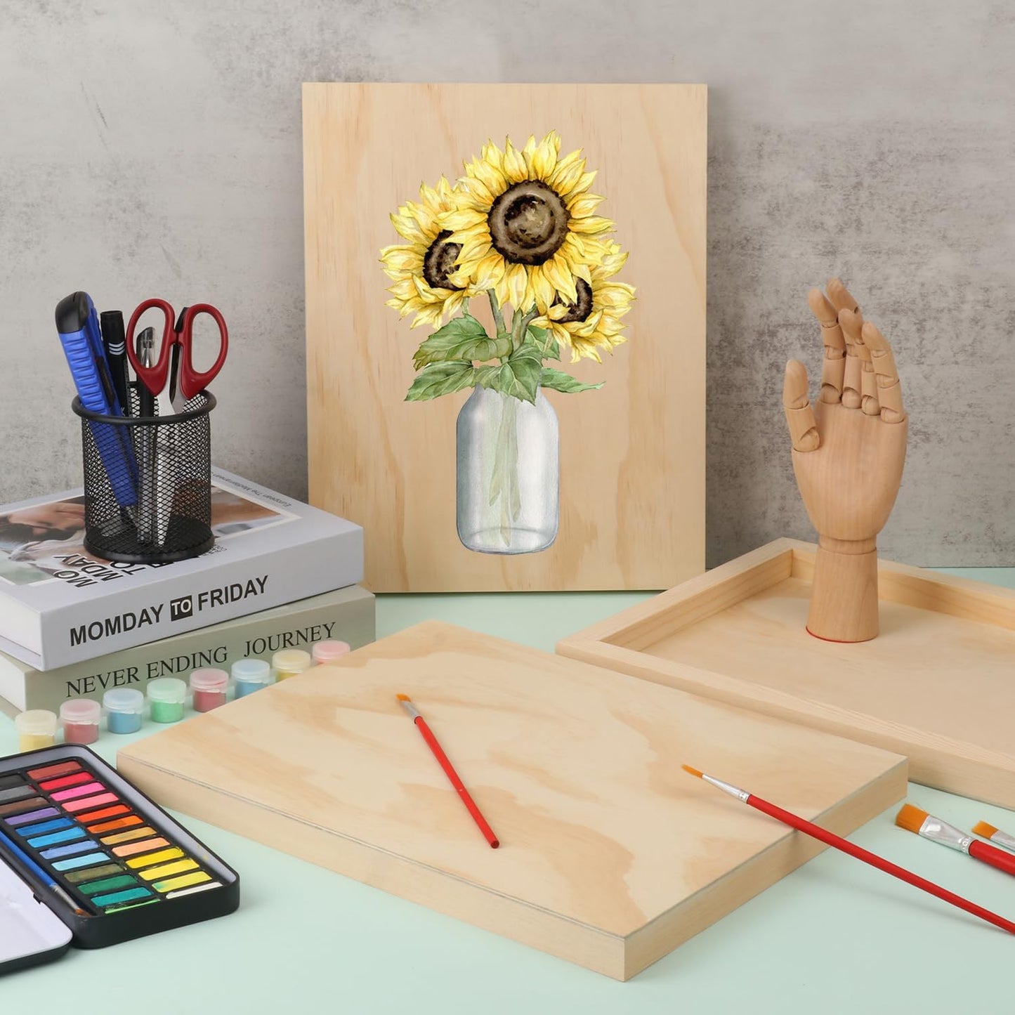 6 Pack 11 x 14 Inch Unfinished Wood Panels, Wooden Panel Boards for Painting, Crafts, and Home Decor