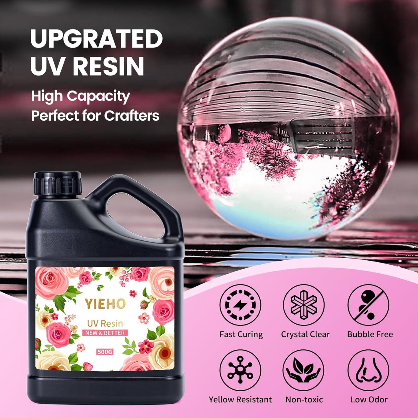 UV Resin 1500g -Bulk Upgraded Crystal Clear Hard UV Fast Curing Epoxy Resin Supplies for Craft Jewelry Making with Sticks and Gloves
