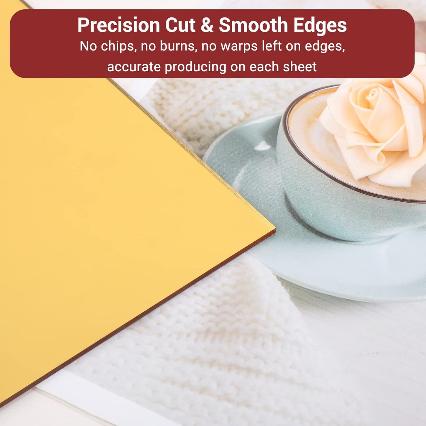 Enoin 2pcs 12 x 16 inch Gold Acrylic Sheet - Cut to Size Plexiglass Sheets 1/8 inch Thick, Small Wall Mirrors for Wall Decor DIY Craft Acrylic Sign