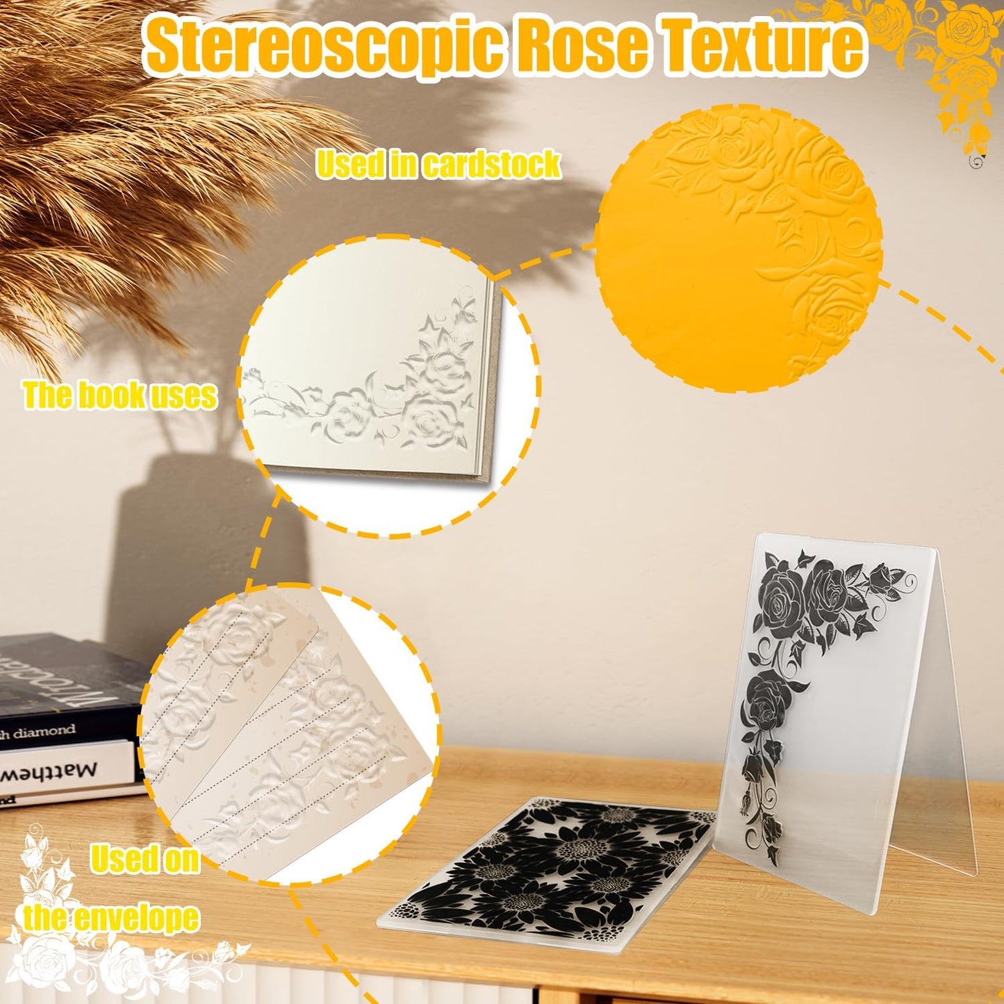 3D Embossing Folders for Card Making, Sunflower Embossing Folder and Rose Embossing Folder. Suitable for Card DIY and Photo Albums to Perfect Accessory for Embellishing Photo Albums.