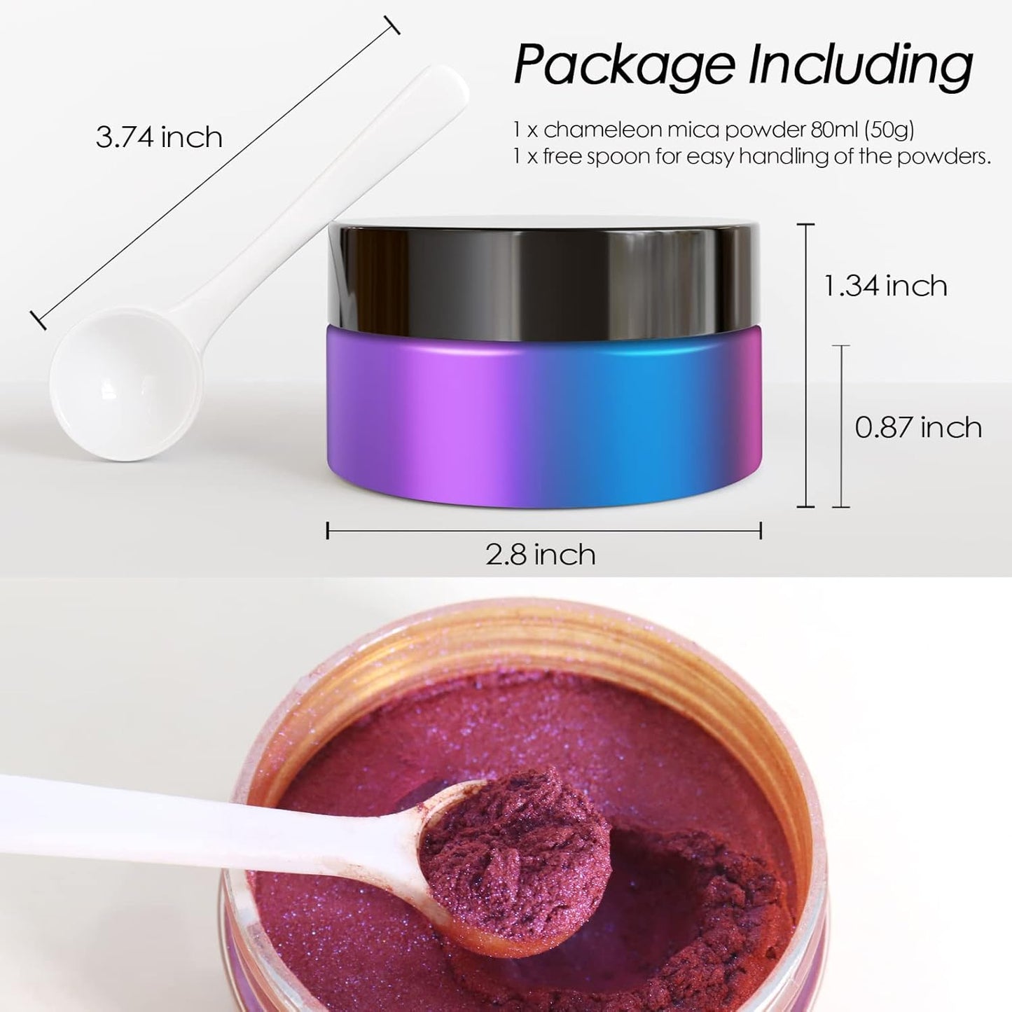 Ceya Chameleon Mica Powder, 1.8oz/ 50g Rosy Amber Chrome Nail Powder, Cosmetic Grade Pearlescent Effect Color Shift Pigment for Epoxy Resin, Makeup, Nail Polish, Soap Dye, Candle Making,Craft,Slime