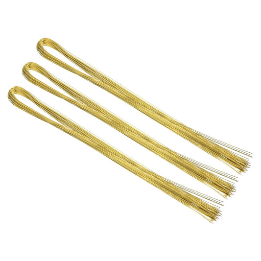 PATIKIL 32 Inch 22 Gauge Floral Stem Wire, 4 Pack/160 Pieces Bouquet Stem Paper Wrapped for DIY Crafts Flower Arrangements, Gold Tone