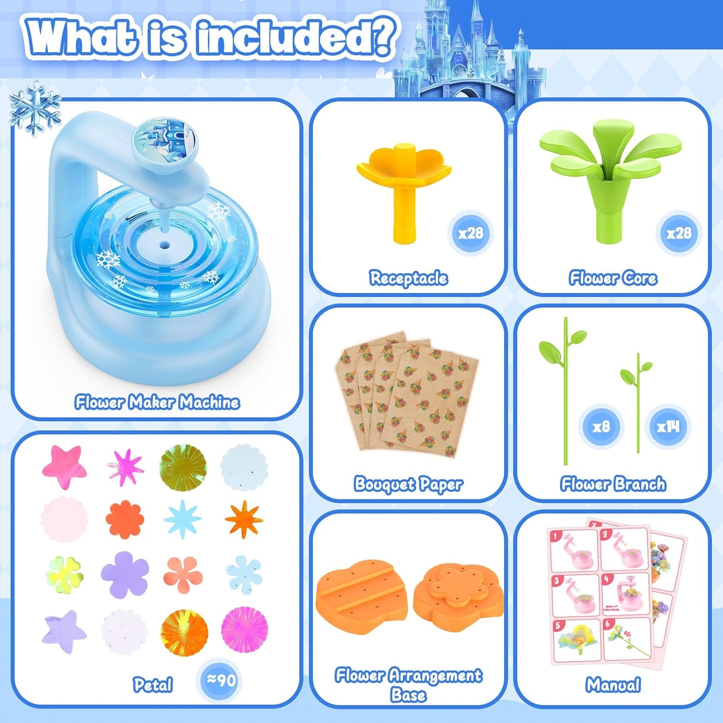 cosone Arts and Crafts Kits for Kids Age 3-12, Fabric Flower Bouquets Toys, DIY Craft Kits Toys for Kids, Ideal Gifts for Preschool Girls, Educational Handmade Frozen Toy for Girls Ages 3 4 5 6 7 8 9