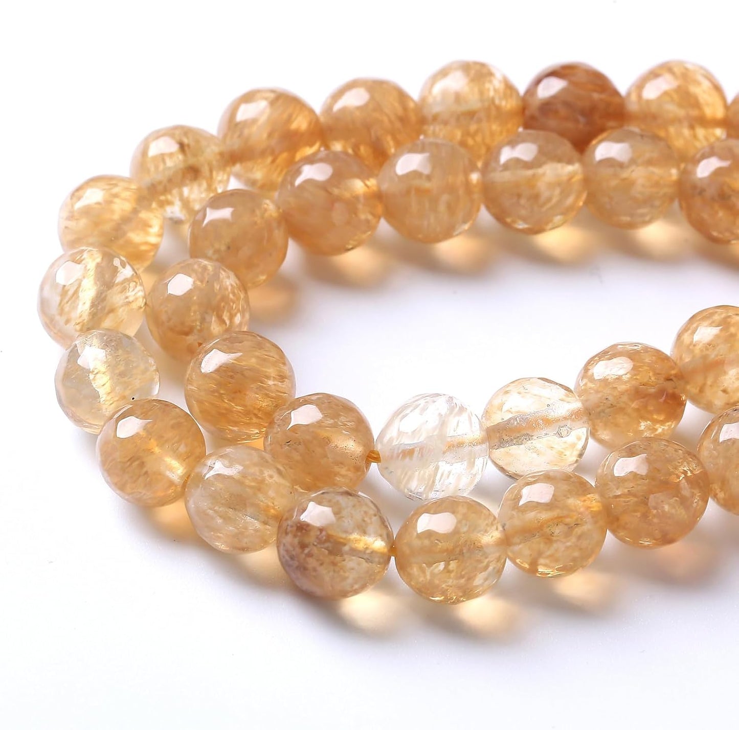 36pcs 10mm Natural Faceted Tea Watermenlon Jade Stone Beads for Jewelry Making Energy Healing Beads DIY Bracelet Necklace Accessories 15" (10mm, Faceted Tea Yellow Jade)