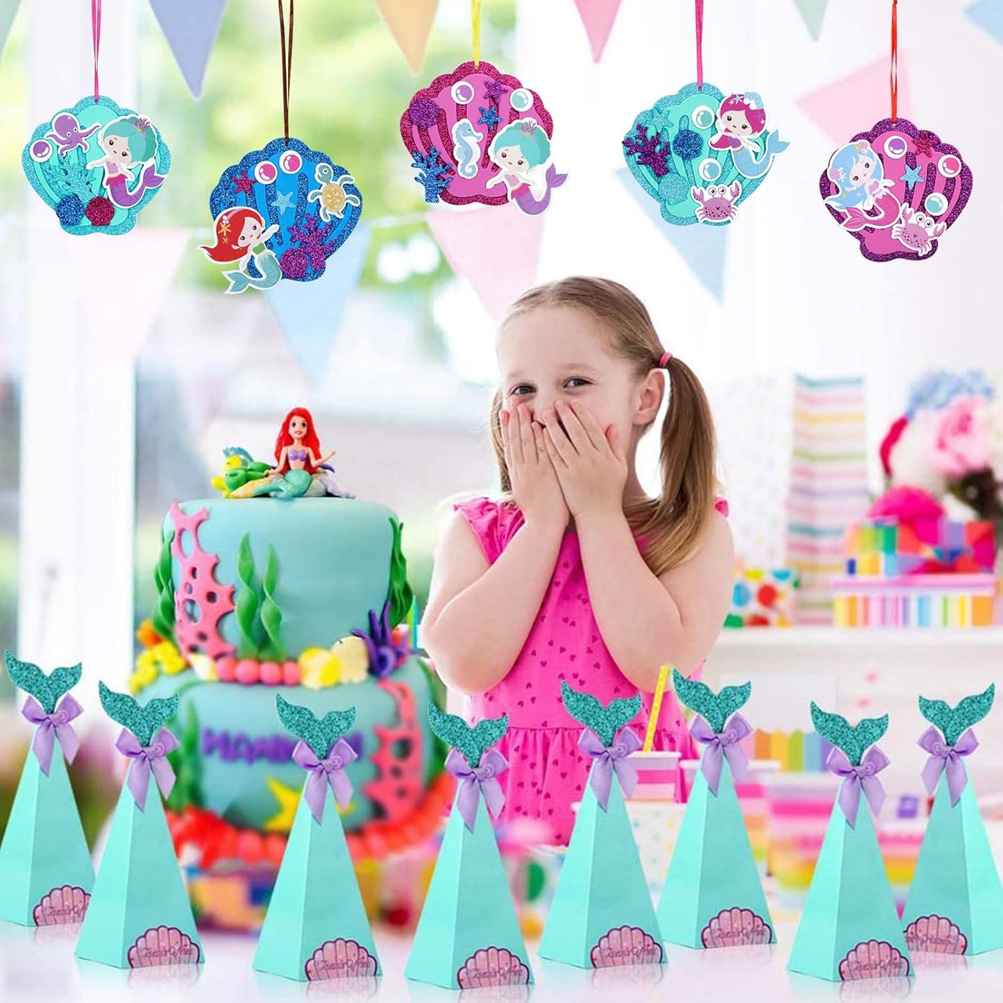 Fennoral 8 Pack Mermaid Craft for Kids Creative Make Your Own Mermaid Shell Foam Stickers DIY Arts and Crafts for Kids Boys Girls Summer Art Activity Party Decoration Birthday Gifts