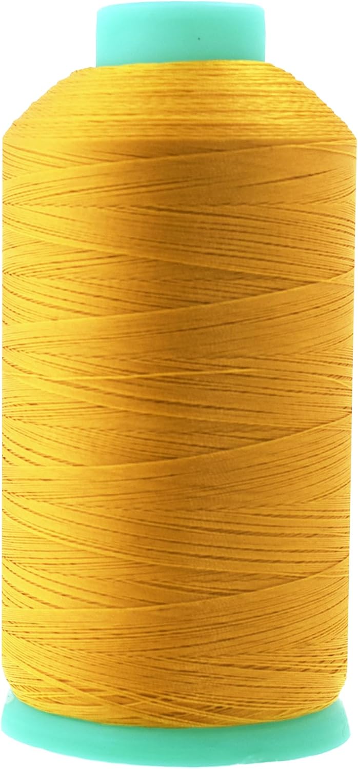Mandala Crafts Bonded Nylon Thread Gold Heavy Duty Sewing Threads - 2843 YDs Size 46 210D T45 Tex 45 Thread for Leather Jeans Weaving Outdoor Marine Upholstery Threads