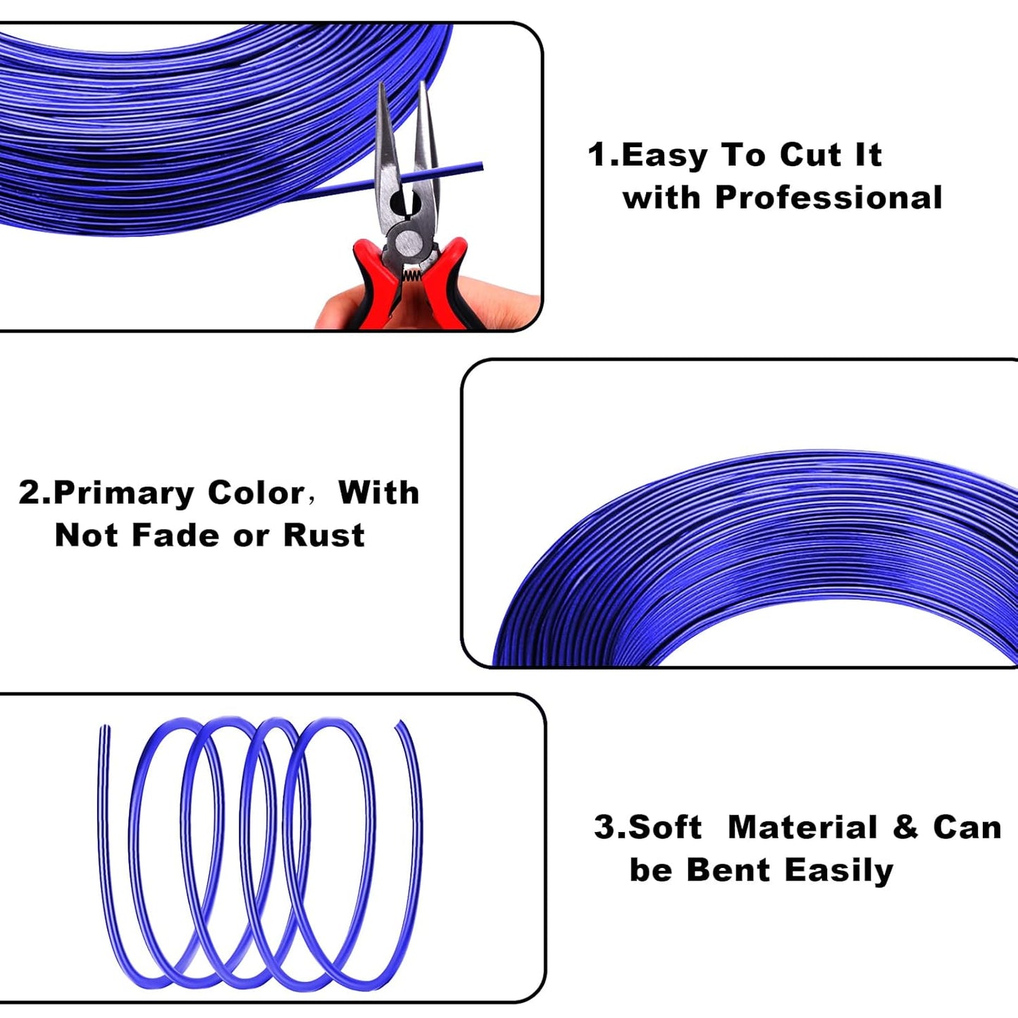 3mm Aluminum Craft Wire, 50 Feet 9 Gauge Bendable Anodized Metal Wire for Sculpting, Jewelry Making, Armature Making, Wire Weaving and Wrapping