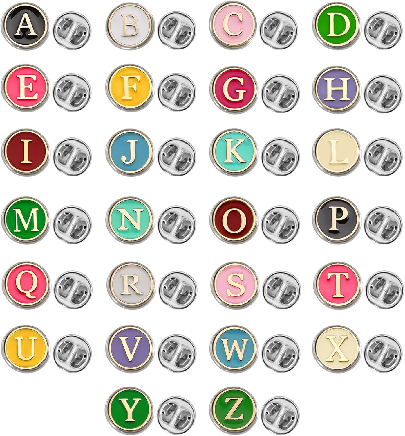 26 Pcs Enamel Letters Brooches Pins for Women Colorful Alphabet Brooch Initial Lapel Pin Badge Alphabet Crafts Breastpin Jewelry Gift for Women Men Clothing Bags Backpacks Jackets Hat
