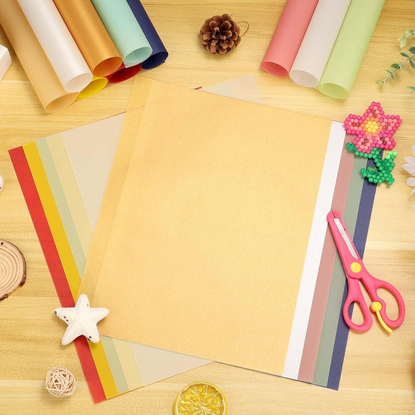 70 Pcs Colored Vellum Translucent Paper 8.5 x 11 inches Tracing Vellum Paper for Greeting Card Invitation Overlays, Sketching Crafting Scrapbooking, Journaling, Lanterns Making