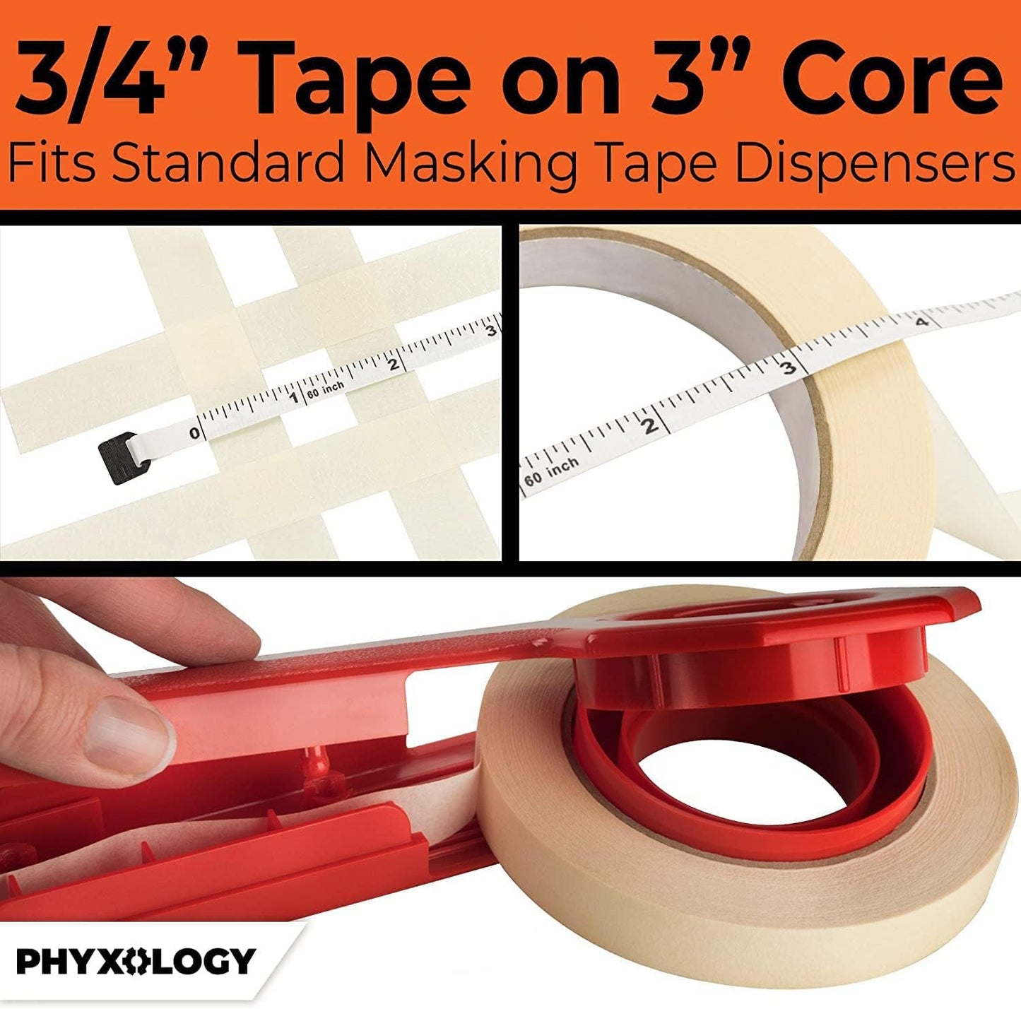 3/4 in Pro-Grade Masking Tape. 60 Yard Roll 4 Pack = 240 Yards of Multi-Use, Easy Tear Removable Tape. Great for Labeling, Painting, Packing and More. Adhesive Leaves No Residue!