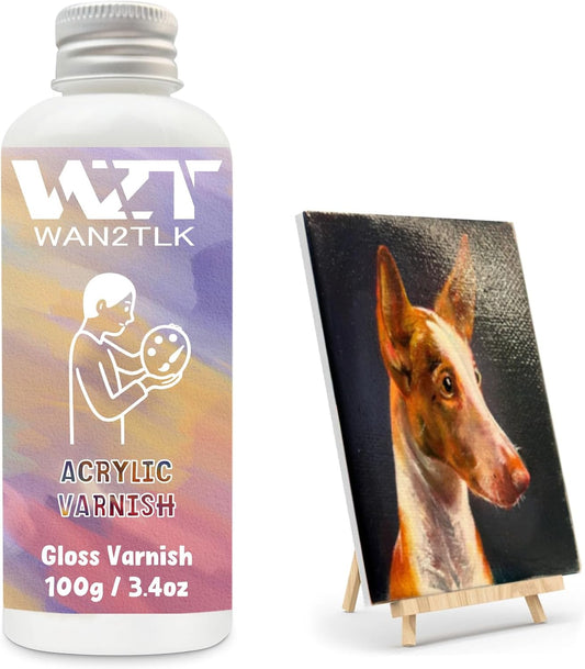 Acrylic Varnish, Professional Gloss Varnish for Acrylic Painting, Seals and Protects Artworks, Non-Toxic, Art Acrylic Paint Sealer for Handmade Artists, Painter & Kids (100ml/Gloss)