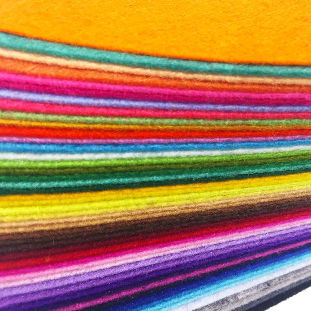 flic-flac 48PCS 12 x 12 inches (30 x 30cm) Assorted Color Felt Fabric Sheets Patchwork Sewing DIY Craft 1mm Thick … (30cm * 30cm, 48pcs)