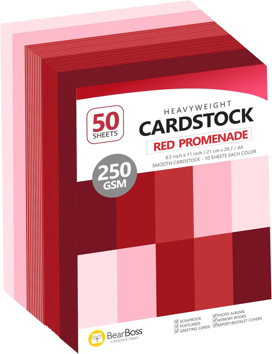 Red Colored Cardstock Thick Paper 50 Sheets, 8.5" x 11" Heavyweight 92lb Cover Card Stock for Crafts and DIY Cards Making