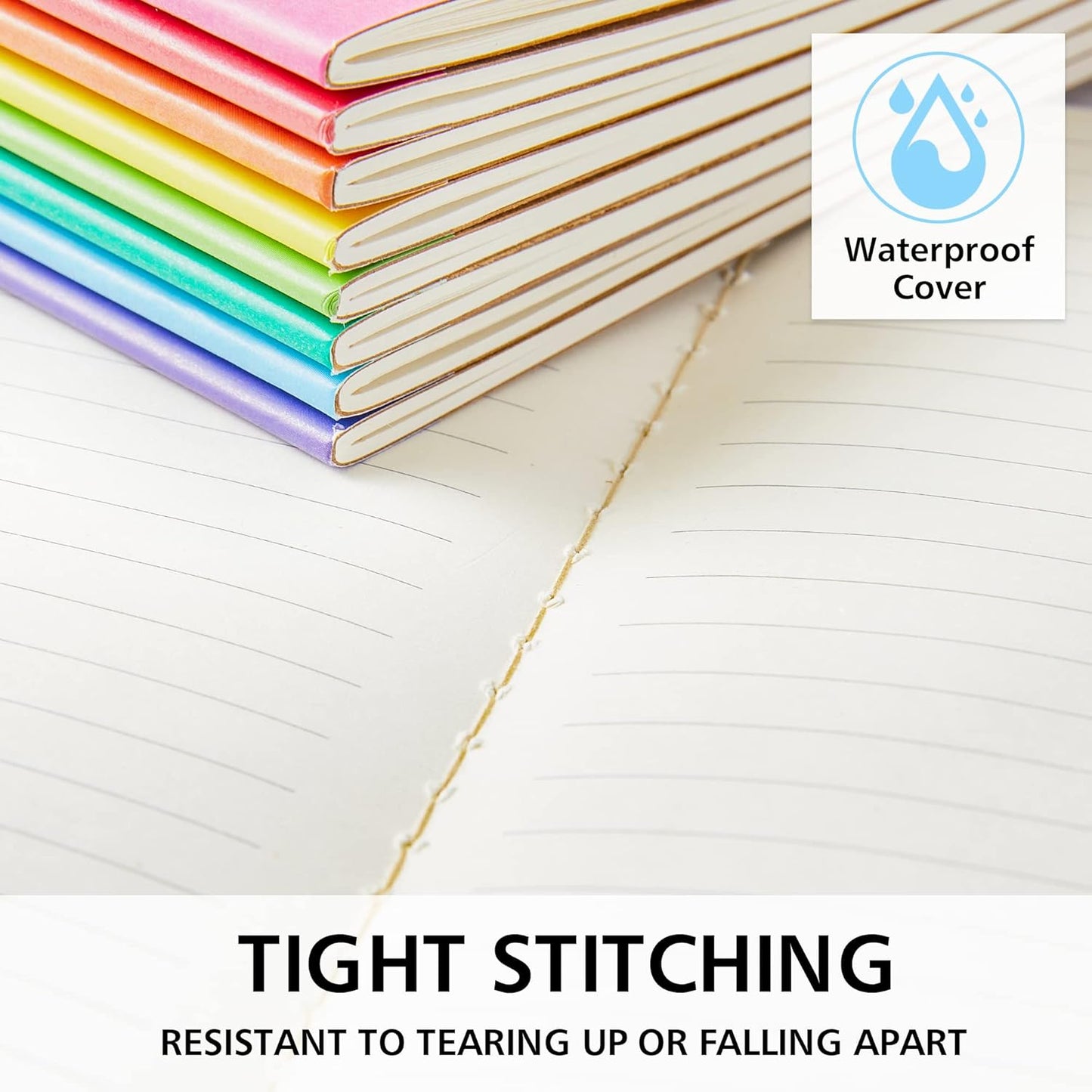 feela 96 Pack Composition Notebooks Bulk, Kraft Cover Lined Blank College Ruled Composition Travel Journals with Rainbow Spines For Women Students Business, 60 Pages, 8.3”x 5.5”, A5, 8 Colors