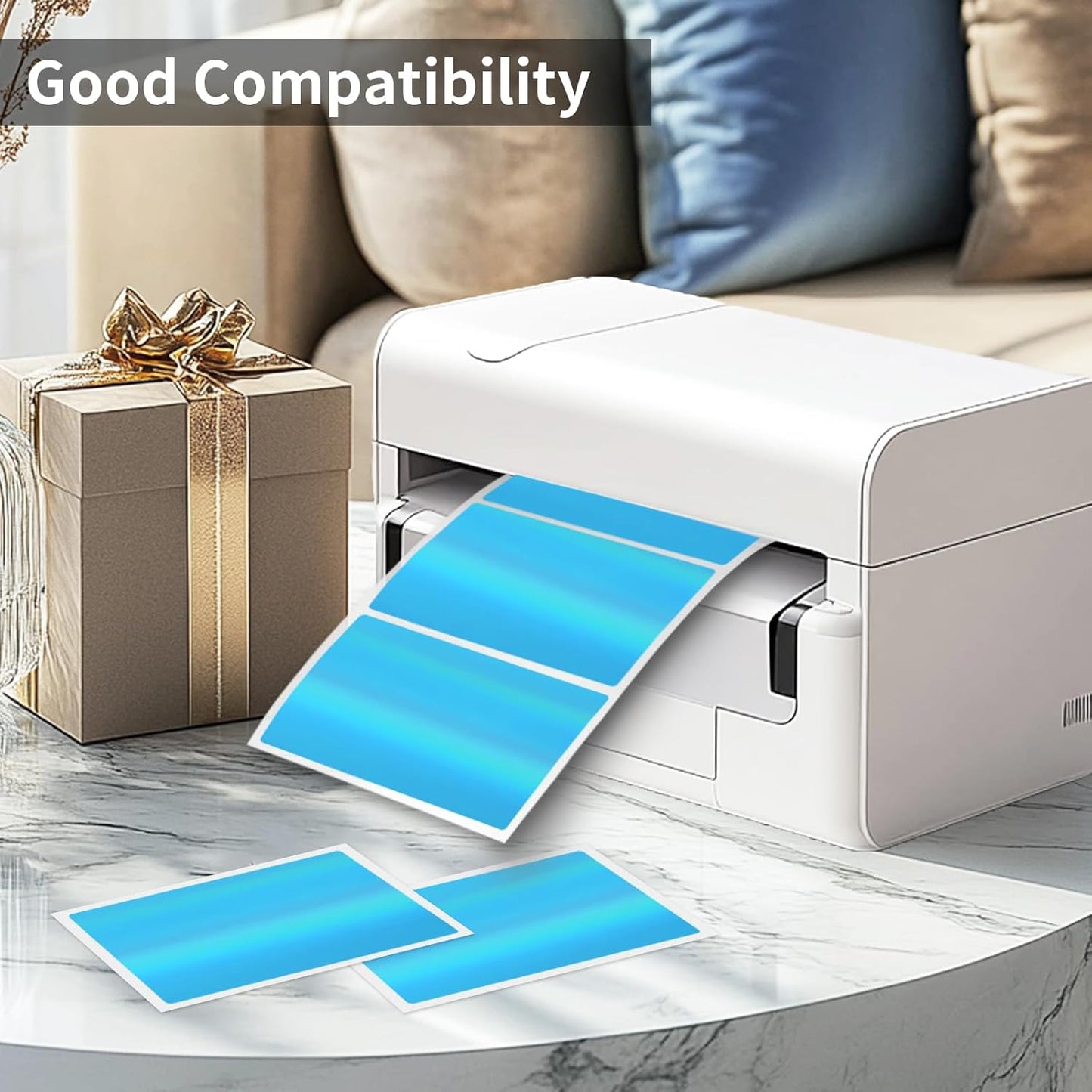 2" x 3" Holographic Thermal Label Stickers Blue,Printable Rainbow Glitter Thermal Printer Sticker Labels for Gift Wrapping, Self-Adhesive Name Price Tag DIY Custom Logo Design (280 pcs)