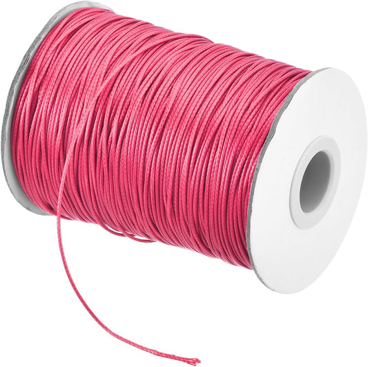 MECCANIXITY Waxed Cord 2mm Waxed Polyester Cord 11 Yard Wax String for Bracelet Making,Necklaces, Beading,Jewelry Making and DIY Crafts(Rose Red)