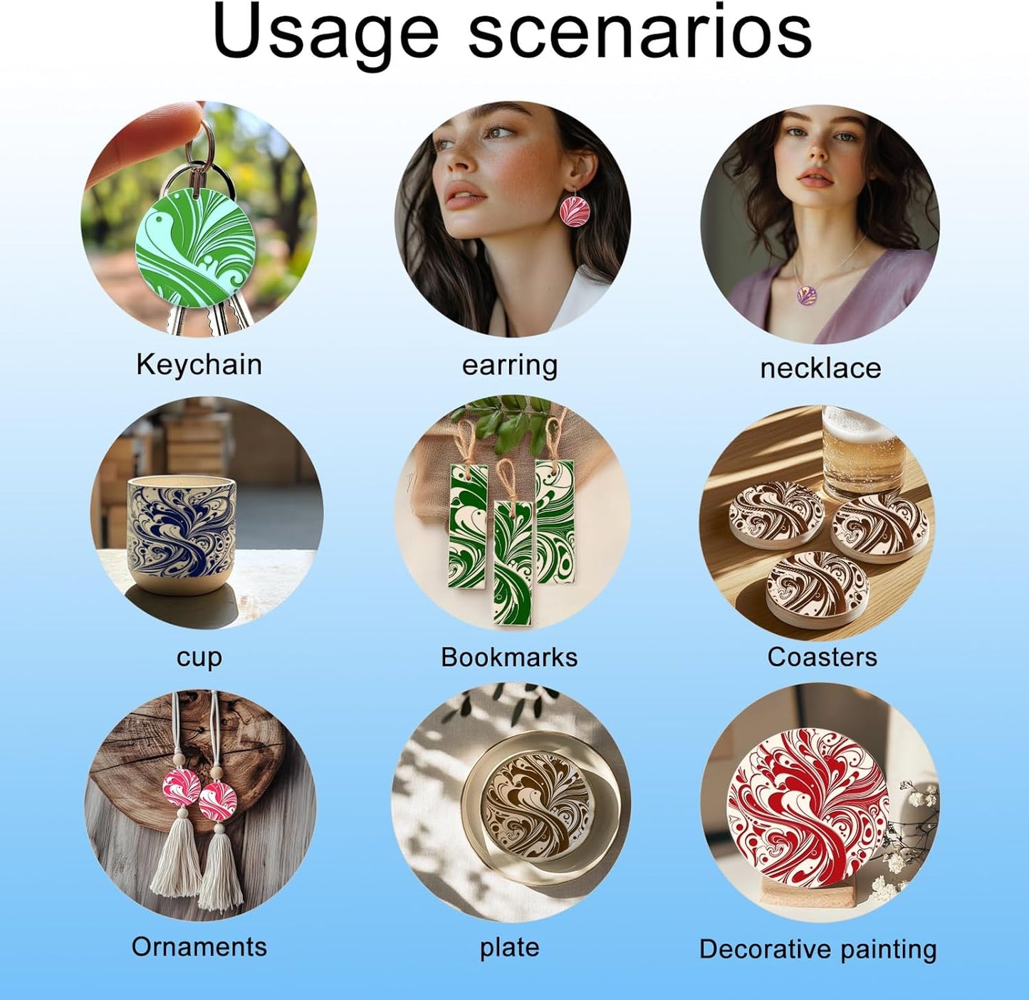 CHGCRAFT Artistic Pattern Polymer Clay Texture Sheets Fumes Silicone Stamp Water Flow Clay Texture Mat Modeling Pattern Pad for Jewelry and Clay Earrings Tools, 5.5x5.5 inch