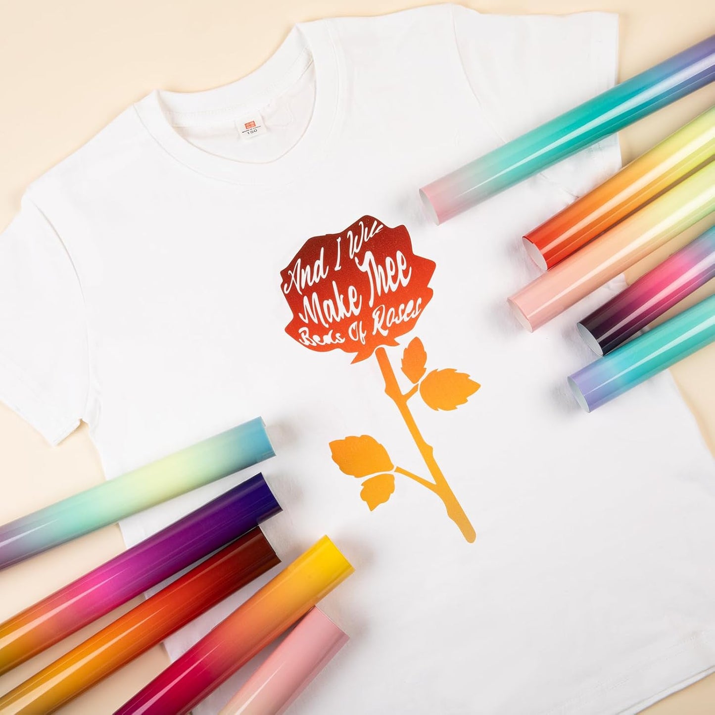 HTVRONT Gradient Heat Transfer Vinyl - 11 Sheets 12'' x 10'' Iron On Vinyl for T-Shirts, Crafts - Multi-Color Ombre HTV Vinyl Easy Cut & Weed