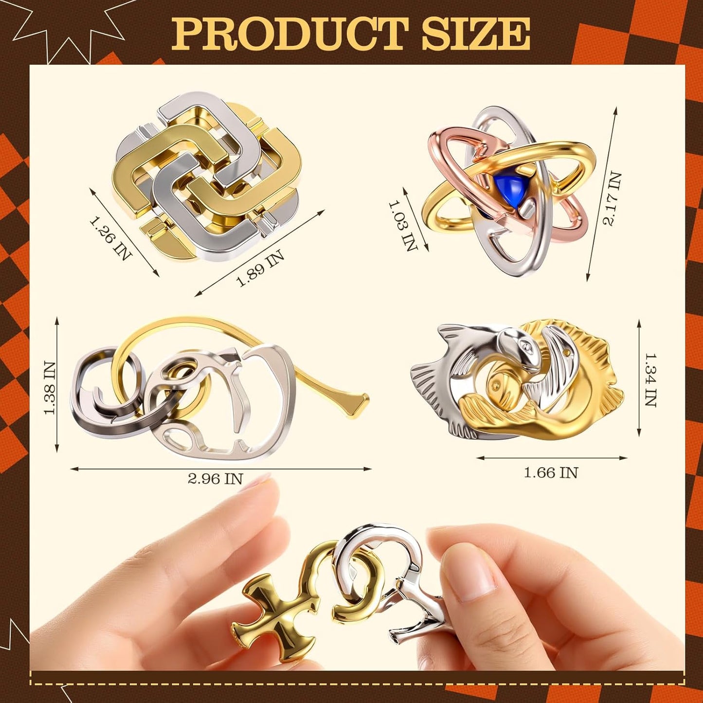 Yilloog 24 Pcs Metal Brain Teaser Puzzles Assortment for Adults Difficult Magic Puzzles Highly Hard Brain Games Iq Logic Test Disentanglement Game for Classroom Mind Challenge (Funny)