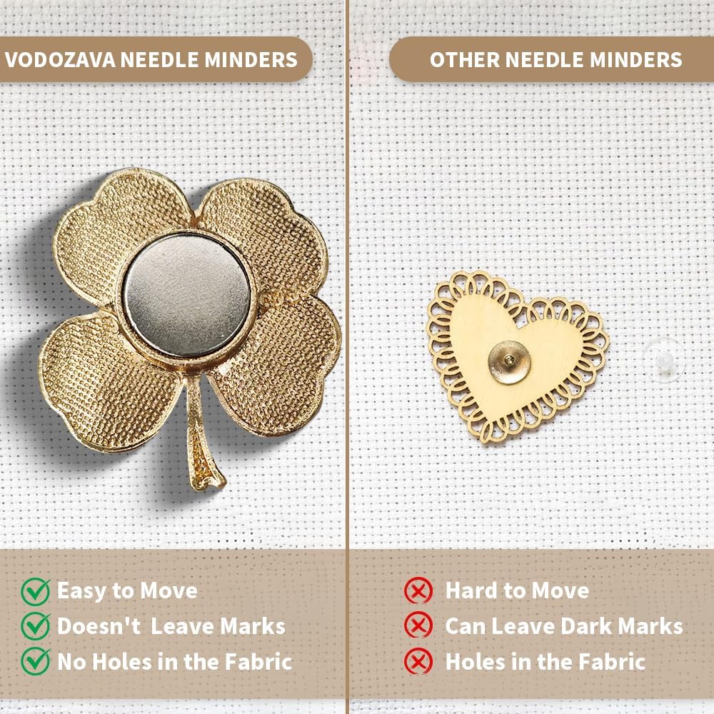 Needle Minder Magnet, Magnetic Needle Minder, Needle Minders Magnetic Cross Stitch Accessories, Magnetic Needle Holder, Life Tree, Butterfly, Cats, Owl, Heart (FourLeaf)