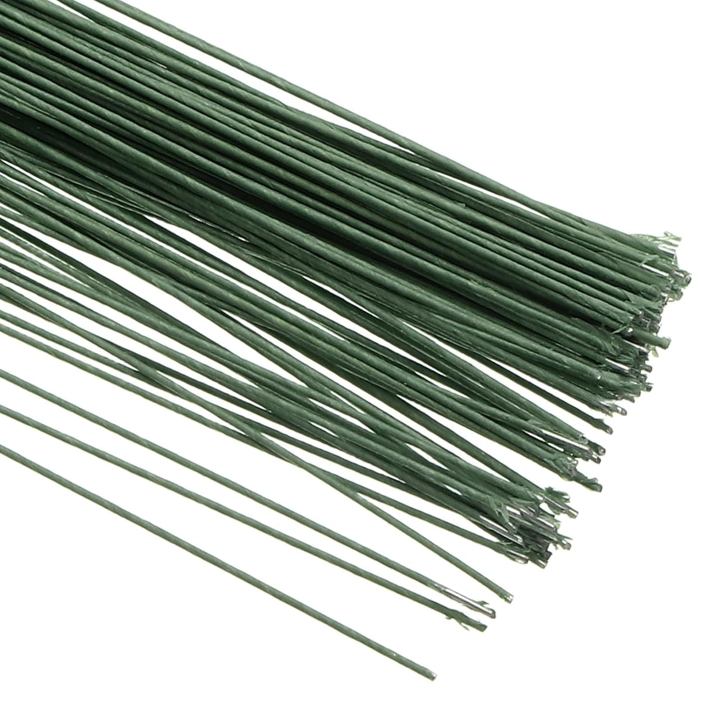 PATIKIL 18 Gauge 16" Floral Stem Wire, 100 Pcs Paper Wrapped Iron Artificial Flower Stem Accessories for DIY Bouquet Stem and Craft Decoration, Dark Green