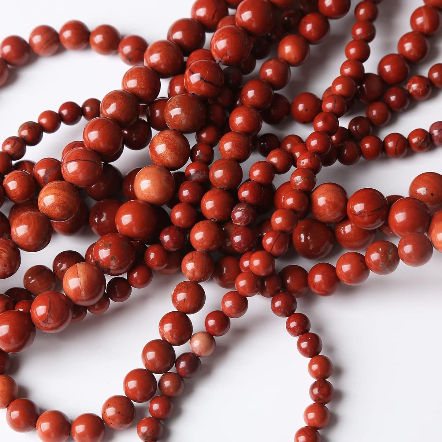 48PCS 8MM Red Jasper Stone Beads Round Loose Beads for Jewelry Making DIY Energy Stone Healing Power Bracelet 15in