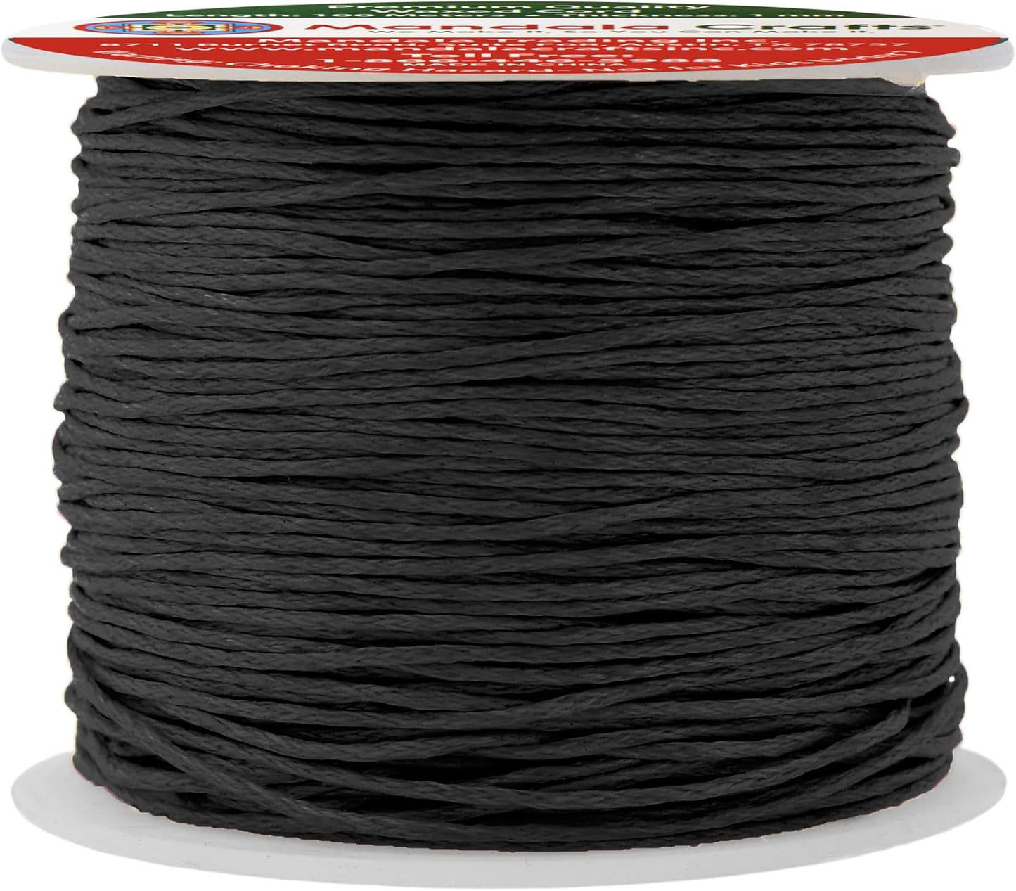 Mandala Crafts 1mm 109 Yards Black Cotton Waxed Cord for Jewelry Making Bracelet Cord Waxed String - Beading String Thread Jewelry Cords for Necklaces String