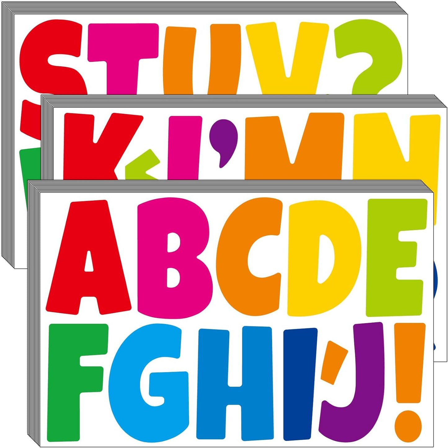 Bemeol Letter Stickers 432 Pieces 36 Sheets Bulletin Board Letters 3 Inch Classroom Alphabet Poster Board Letter for Bulletin Board Display School Decor(Colorful)