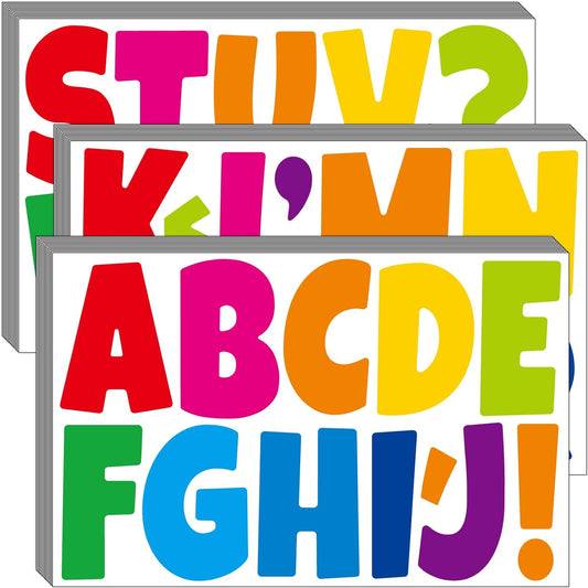 Bemeol Letter Stickers 432 Pieces 36 Sheets Bulletin Board Letters 3 Inch Classroom Alphabet Poster Board Letter for Bulletin Board Display School Decor(Colorful)