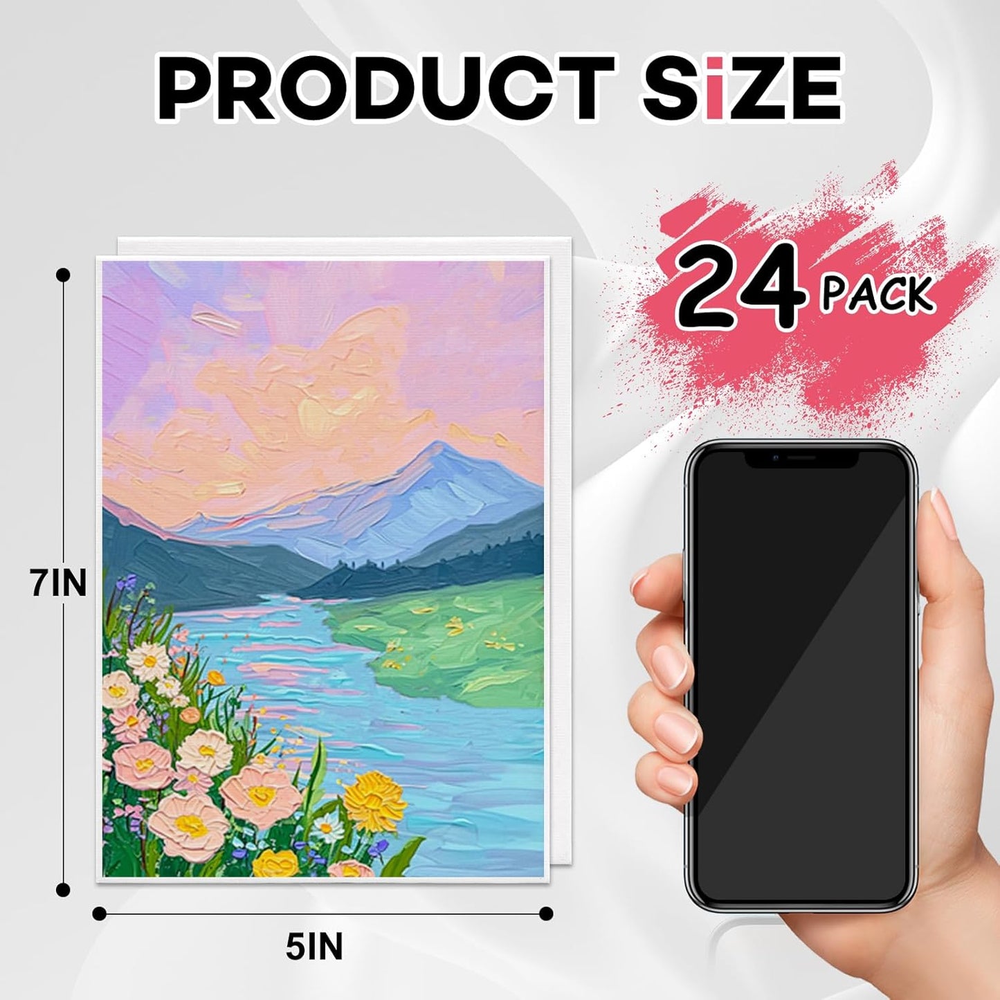 ESRICH Small Canvases for Painting 5x7IN, 24 Pack Small Canvas Boards Painting Canvas Primed Acid-Free Blank Canvas Panels for Oil Paint, Watercolor, Acrylic Paint, Gouache &Tempera.