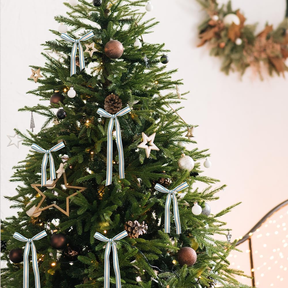 10 Yards × 3/5 Inch Blue Natural Cotton Ribbon, Double Sided Webbing Straps Ribbons, Birthday Wedding Valentines Ribbons for Crafting, DIY Sewing, Gift Wrapping