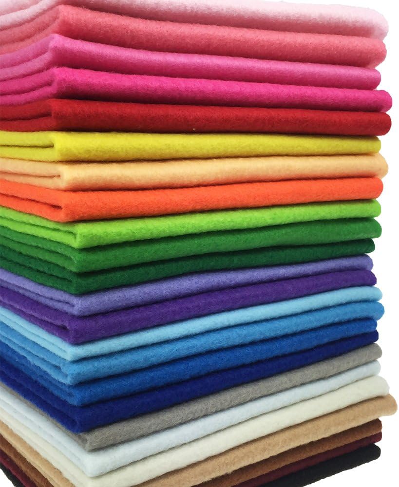 24pcs Thick 1.4mm Soft Felt Fabric Sheet Assorted Color Felt Pack DIY Craft Sewing Squares Nonwoven Patchwork (15 * 15cm)