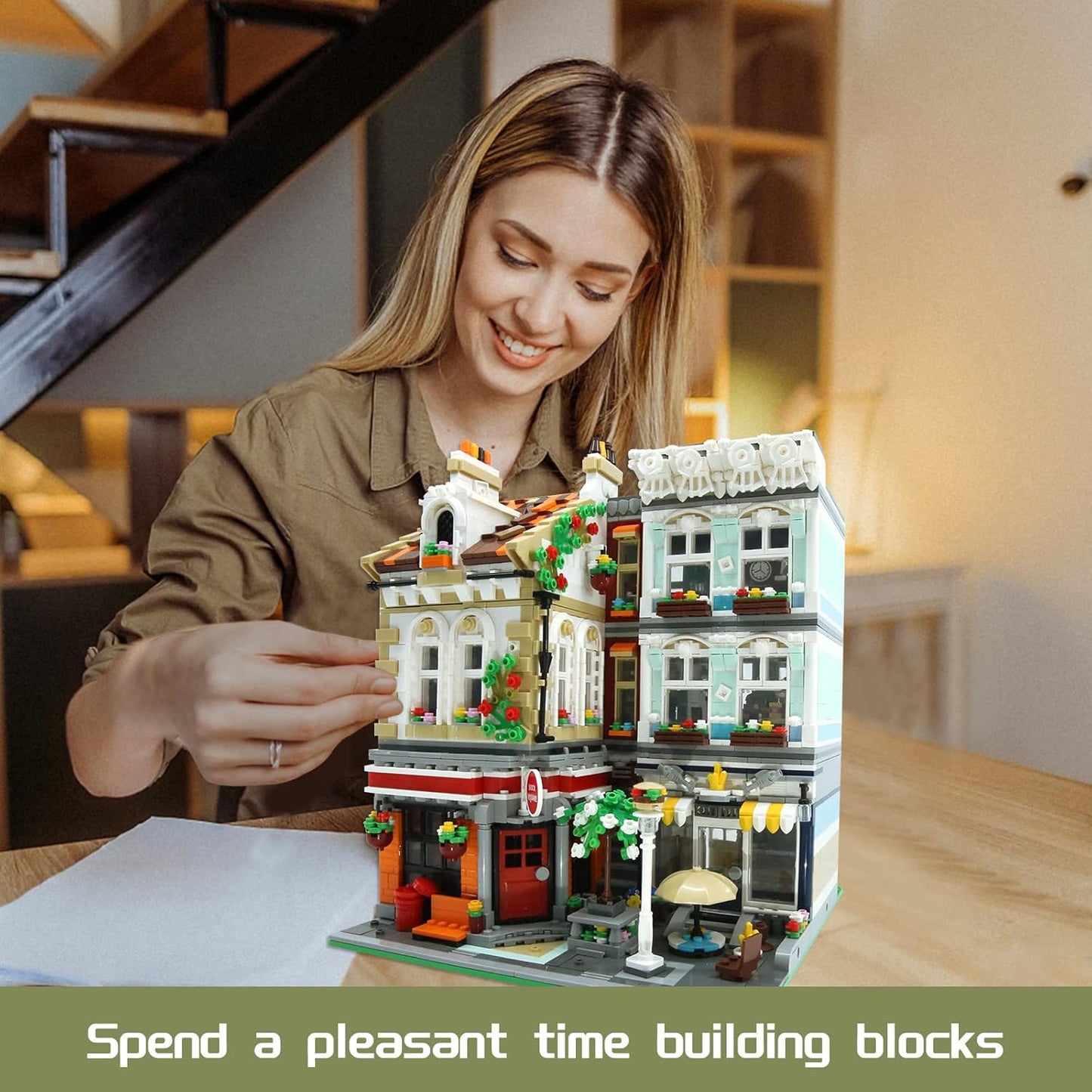 ZenithFlow Street View Building Blocks Kit, Brick Square Mini Blocks Construction Toys European Architecture Model House Store Building Set, Idea Gifts Home Decoration Collection for Adults 3299 PCS