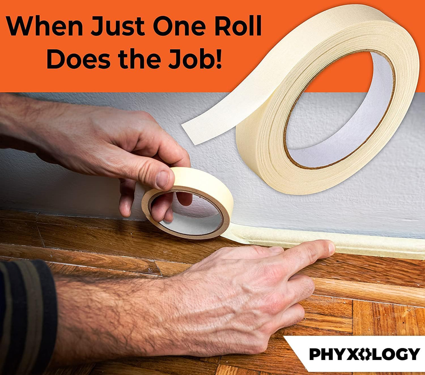 3/4 in Pro-Grade Masking Tape. Single Roll = 60 Yards of Multi-Use, Easy Tear Removable Tape. Great for Labeling, Painting, Packing and More. Adhesive Leaves No Residue!